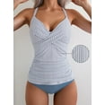 thumbnail image 5 of WQD Women's Tankini Swimsuits 2 Piece Ruched Tummy Control Bathing Suits V Neck Wrap Tie Back Swimwear, Size Down Recommended, 5 of 6