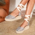 thumbnail image 2 of Sandals Women Comfortable Wedge Gladiator Closed Toe Ankle Straps Espadrille Sandals Casual Beach Vacation Essentials Slides for Women Footwear, 2 of 7