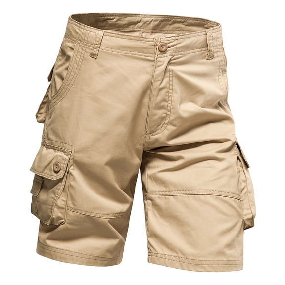 Umfun Multi-Pocket Cargo Shorts for Men with Button Closure - Classic Summer Utility Shorts for Outdoor Hiking & Daily Work