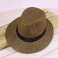 thumbnail image 4 of Summer Men Straw Panama Hat Handmade Beach Cap Travel Sunhat, 4 of 9