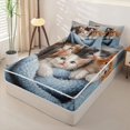 thumbnail image 2 of jejeloiu Pet Animal Kittens Zipper Full Size Comforter Sets with Fitted Sheet and 2 Pillowcases Kids,Cute Cat Print Zipper Bedding Set,Reversible,4-Piece, 2 of 7