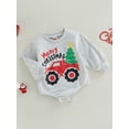 thumbnail image 3 of BABAMOON Newborn Baby Girl Boy Christmas Romper Car Christmas Tree/Santa/Letter Print Long Sleeve Jumpsuit Bodysuit, 3 of 9