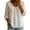 White #001, variant on Womens Elbow Length Sleeve T-Shirts V Neck Buttons Tops Solid Color Loose Fit Summer Shirts L