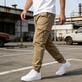 thumbnail image 4 of WIZUTIZ Men's Casual Jogger Pants with Drawstring & Pockets, Streetwear Cargo Sweatpants for Workwear & Athletic Style, 4 of 5