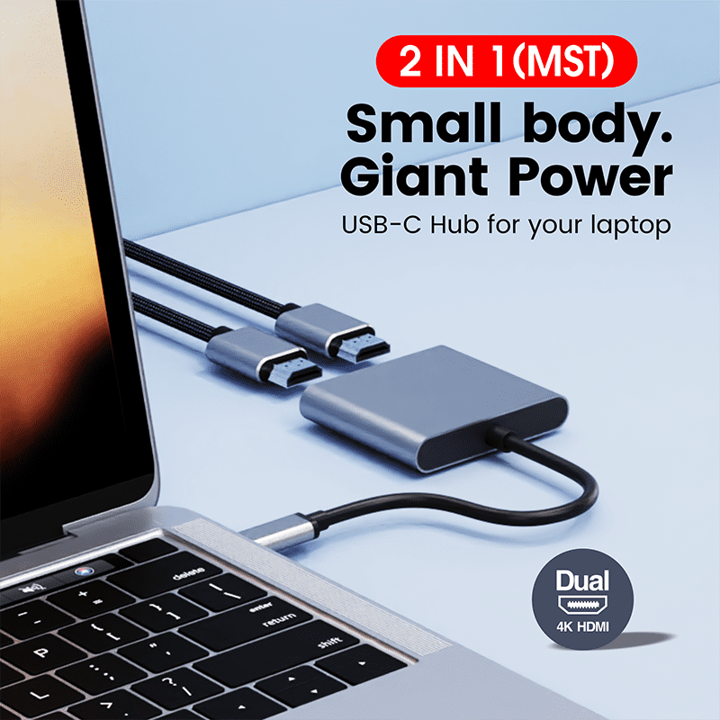 DOONJIEY  USB C MST HUB 4 In 1 with USB-C to 2 HDTV USB3.0 87W Power Delivery For Notebook Phone Laptop USB Port Hub