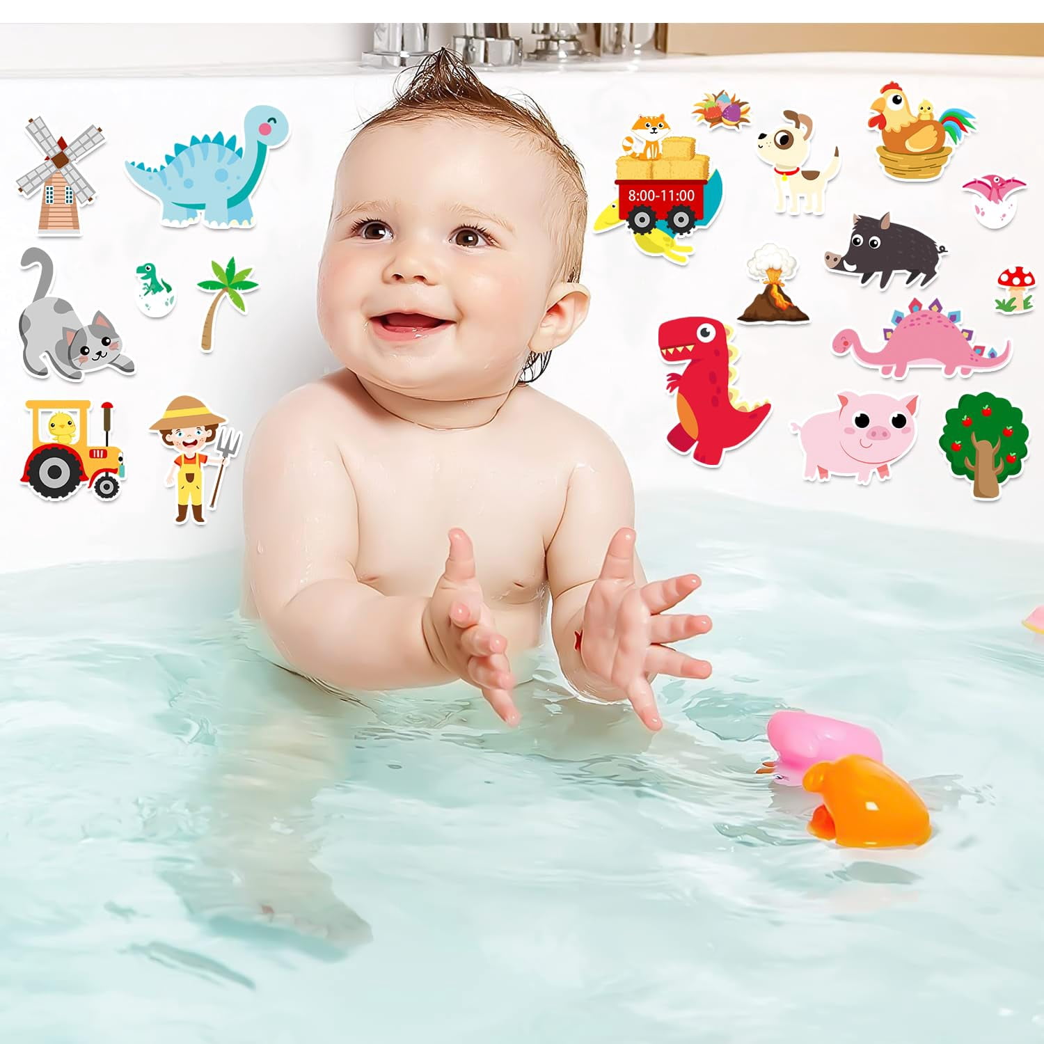 Window Clings Stickers For Gel Decals Thick And Adults Classroom Home Airplane Birthday Party Supplies (farm+dino)