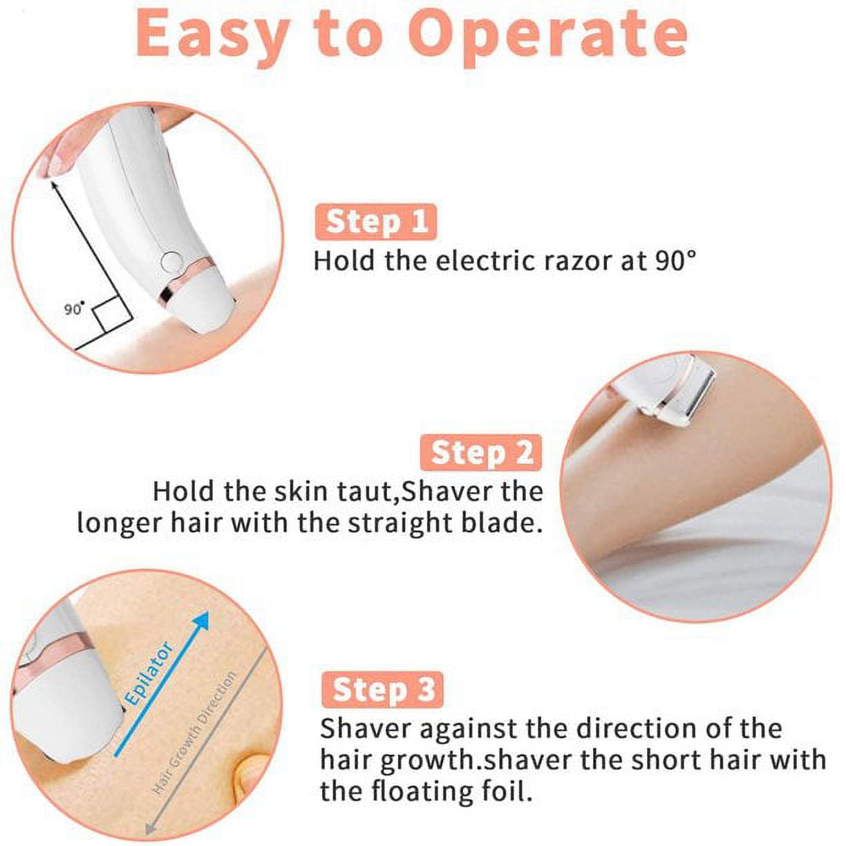 Electric Razor for Women, Hair Removal for Women 3 in 1 Wet & Dry Painless Rechargeable for Face, Legs, Underarms, Portable Waterproof Bikini Trimmer Lady Shaver with Child Lock, LED Display
