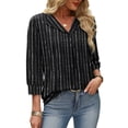 thumbnail image 4 of WIHOLL Tops for Women 3/4 Length Sleeve V Neck Lightweight Business Casual Blouses Spring Summer Work Outfits, 4 of 11