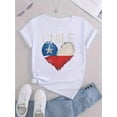 thumbnail image 2 of Women Crewneck Print Short Sleeve T-Shirts Summer Tees Loose Fit Graphic TopsChile Flag Heart Print T-Shirt for Women - Casual Polyester Knit Fabric, All-Season Comfort, Round Neck, Short Sleeve, S, 2 of 6