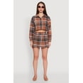 thumbnail image 3 of Womens Plaid Flannel Cropped Long Sleeve Shirt, 3 of 5