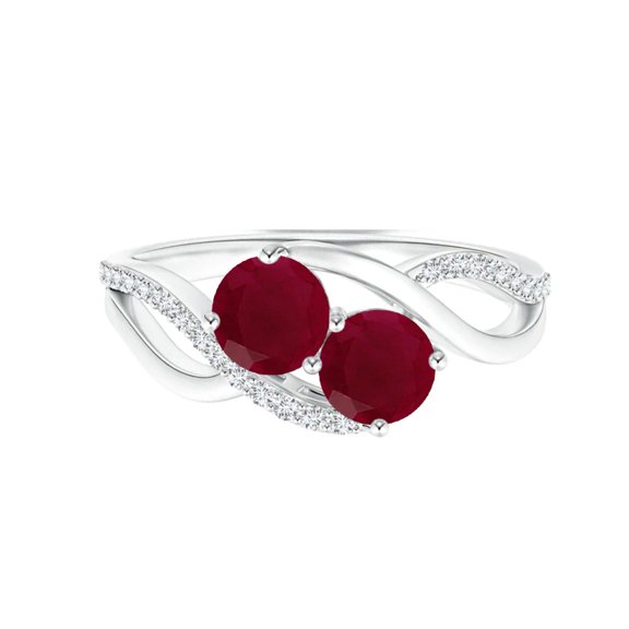 Art Deco Dual Stone 1.20 Ct Round Ruby Gemstone 925 Sterling Silver Women Cluster Ring