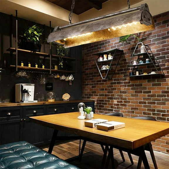 DENEST Rustic Adjustable 4-Light Pendant Light with Glass