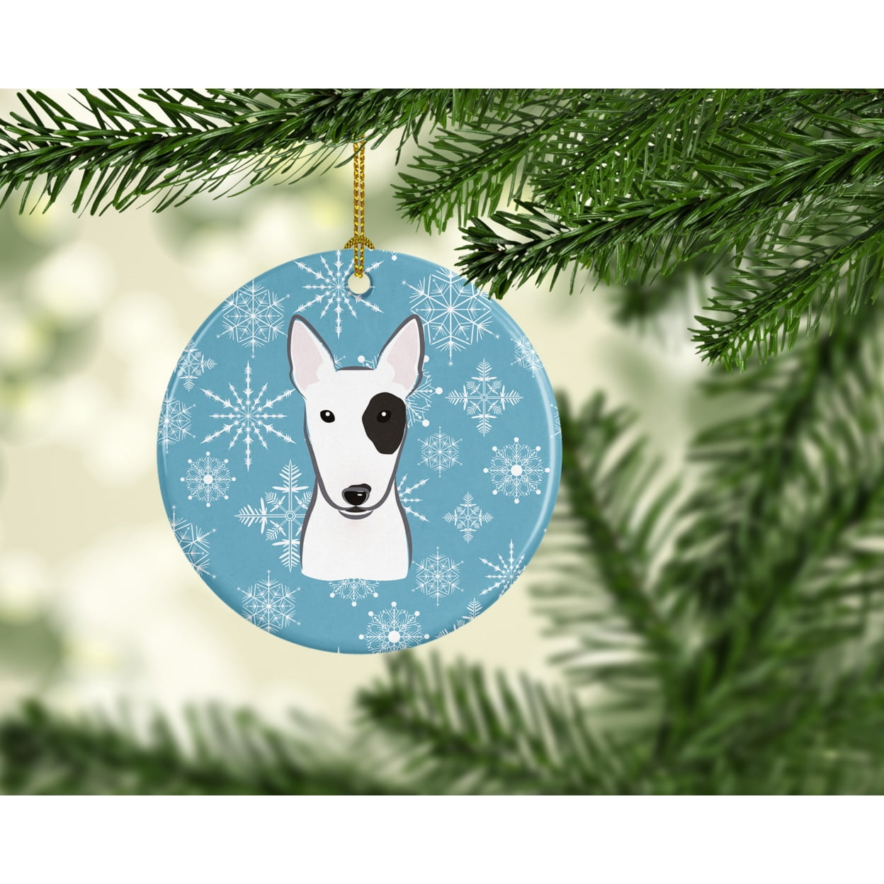 Snowflake Bull Terrier Ceramic Ornament
