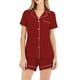 thumbnail image 1 of Conjunto de pijama rojo Primavera/Verano Nuevo conjunto de pantalones cortos de manga corta Traje para casa cómodo e informal para mujer, 1 of 5