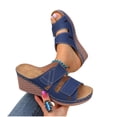 thumbnail image 2 of Xucatan Women's Adjustable Strap Wedge Sandals, Open Toe Platform Mules, Cushioned Comfortable Slip On Slippers for Summer Beach Daily Gift, 2 of 8