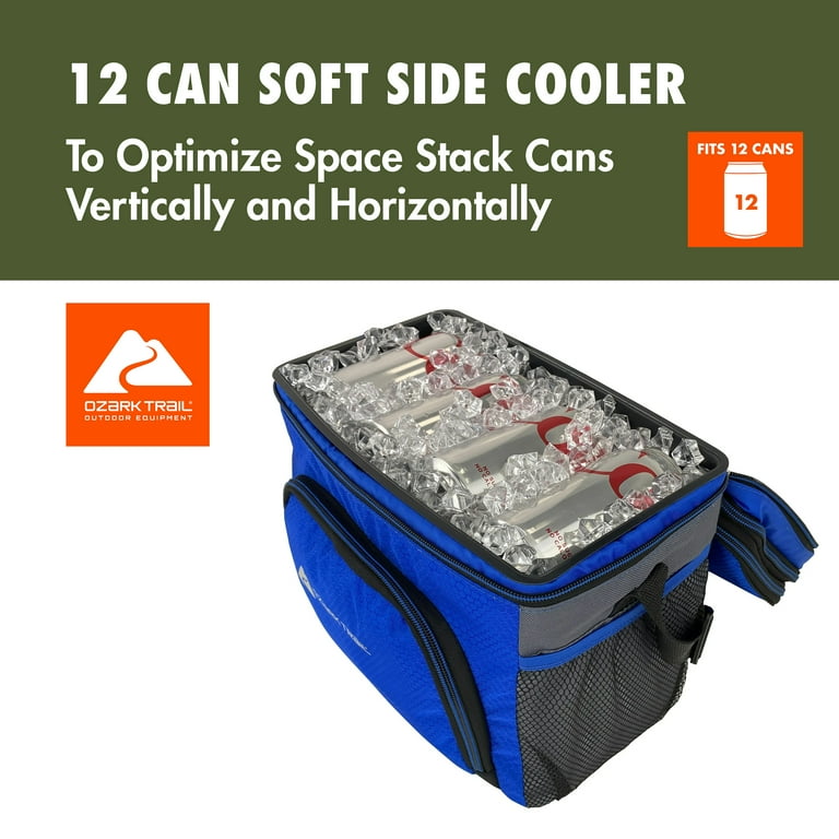 Ozark Trail 12-Can Soft-Sided Cooler, Blue, Insulated, Removable