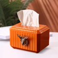 thumbnail image 3 of Paquete de 2 Cajas de Pañuelos Faciales de Lujo Sunnimix Organizador Rectangular Naranja Blanco, 3 of 8