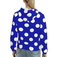 thumbnail image 7 of Sikiie Blue And White Polka Dot Women's Casual Hoodies Long Sleeve Lightweight Pullover Tops Loose Sweatshirt-Large, 7 of 7