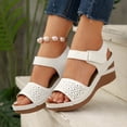 thumbnail image 2 of Dakaela Wedge Sandals for Women Comfortable Orthopedic Summer Dressy Platform Casual Walking Dress Shoes with Ankle Strap White Size 8, 2 of 9
