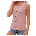 thumbnail image 1 of YFELWZ Womens Plus Size Summer Solid Color Crewneck Button Drawstring Loose Vest Top Pink XXL, 1 of 9