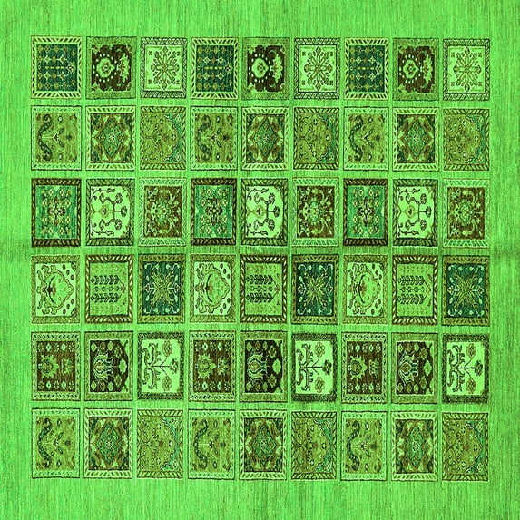 Ahgly Company Indoor Square Abstract Green Modern Area Rugs, 6' Square