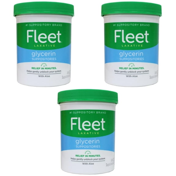 Fleet Laxative Glycerin Suppositories for Adult Constipation, 50 Count 3 Pack