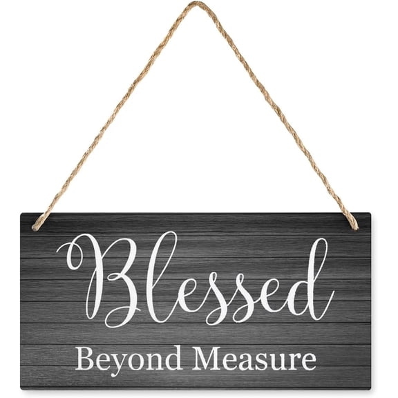 Novelty Wood Hanging Decor Sign Blessed Beyond Measure Wood Signs With Quotes Family Wall Decor Farmhouse Decor For Kitchen Bedroom Living Room Foyer 5x10 Inch