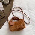 thumbnail image 1 of Bolso de mano de felpa para mujer, peludo con pliegue en la nube a la moda, ajustable con colgante pequeño, 1 of 9