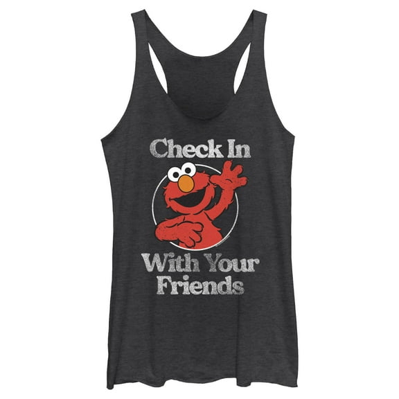 Women's Sesame Street Elmo Check In With Your Friends Racerback Tank Top