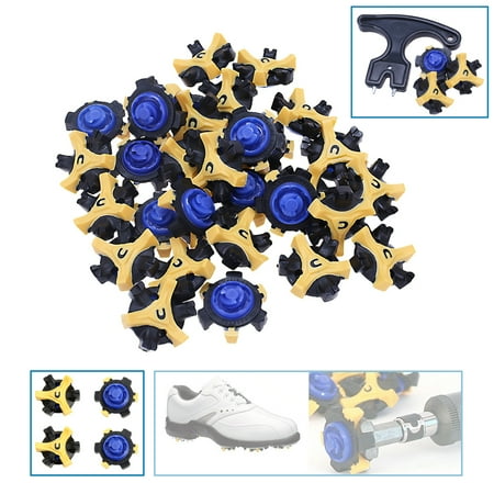 Footjoy Classics Golf Shoes 30PCS Golf Shoe Spikes Replacement Fast Twist Transparent for Footjoy with Removal Tool, Navy Blue ()