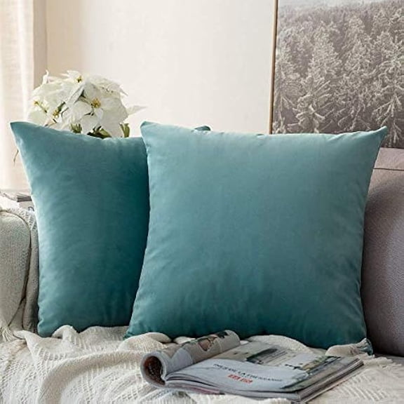 Eryueer Velvet Soft Decorative Square Throw Pillow Case Cushion Covers Pillowcases for Livingroom Sofa Bedroom with Invisible Zipper 26"x26" 2 Pieces Mint