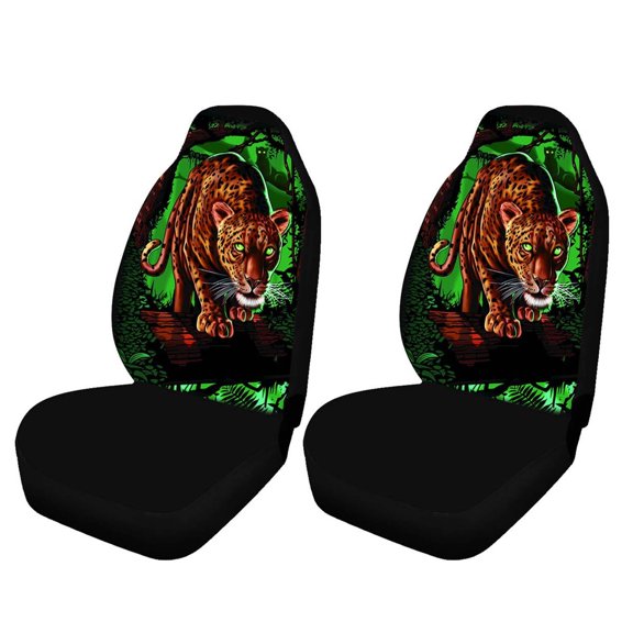 AUQ 2Pcs Car Seat Covers,Fabric Car Seats Covers,Front Seat Covers,Green
