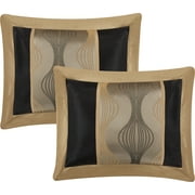 Nanshing Kath 7 Piece Luxury Contemporary Comforter Set, Black Gold, King