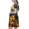 thumbnail image 2 of Vsdgher Élégant Coucher de Soleil Tournesol pour Femmes Été 2025 Décontracté Robes Midi Maxi Léger Manches Courtes Col Rond Robe de Plage, 2 of 6
