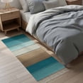 thumbnail image 4 of Area Rug with Tassels 2' x 5', Farm Teal Wood Board Vintage Gradient Plank Kitchen Runner Rug for Hallway Bedroom Throw Rugs, Country Brown Wooden Soft Door Mat for Bathroom Entrance Living Room, 4 of 9