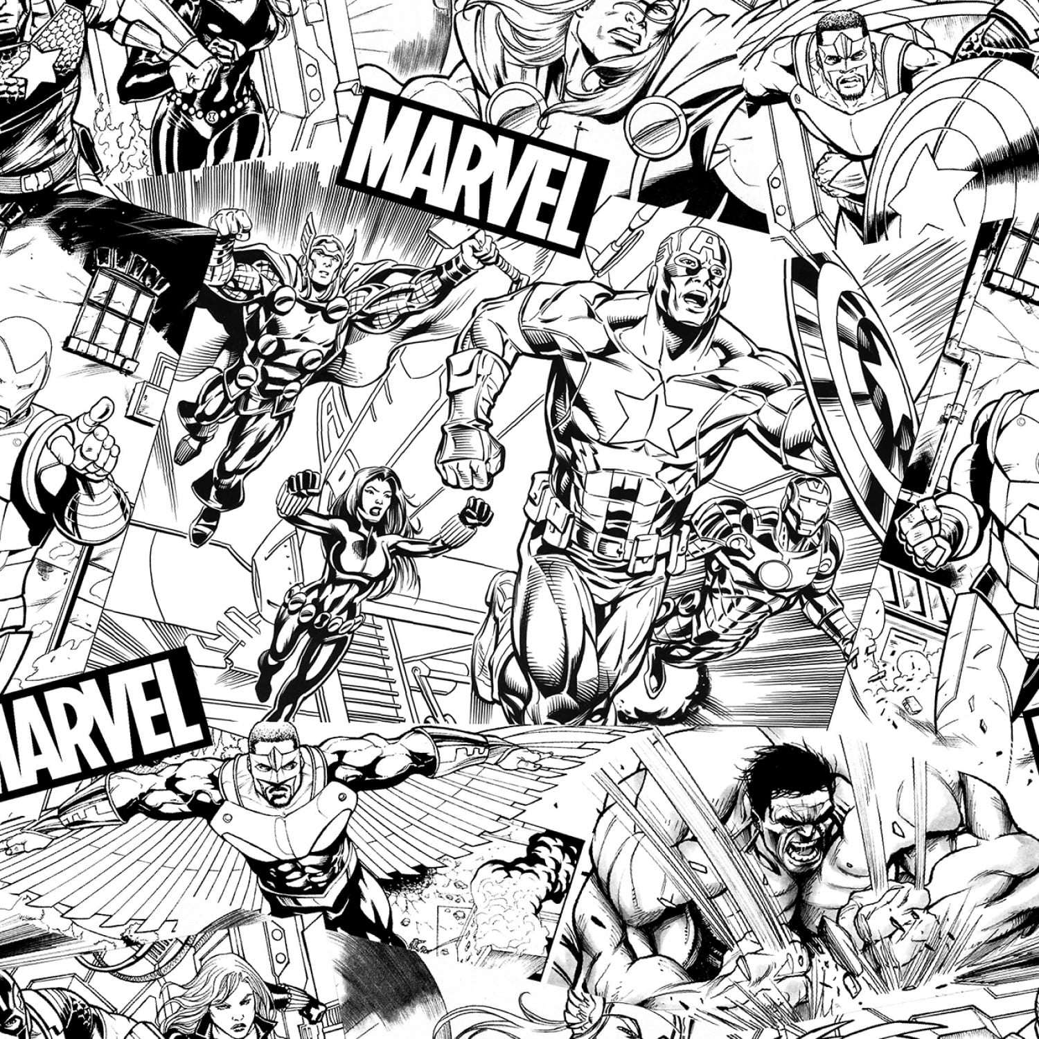 SALE 100% Cotton Fabric Marvel Comics The Avengers Thor Comic Book Strip