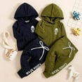 thumbnail image 2 of StylesILove Infant Baby Boys Autumn Winter Long Sleeve Little Man Pullover Hoodie and Pants 2pcs Cotton Outfit (Navy Blue, 18 Months), 2 of 7