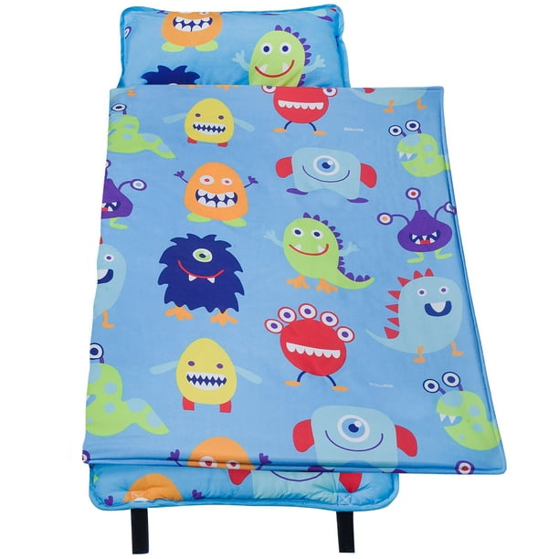Wildkin Monsters Black Microfiber Kids Nap Mat for Boys and Girls