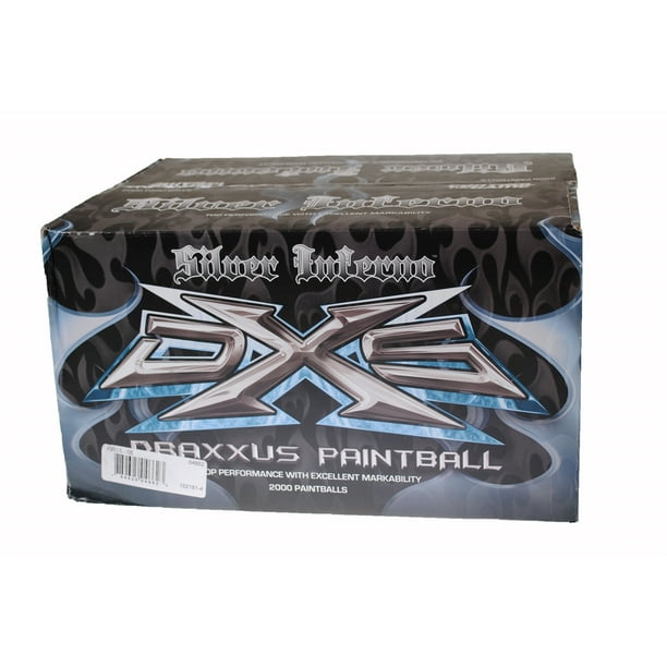Draxxus DXS Silver 2000ct Paintballs Silver Imperial Shell, Orange Fill
