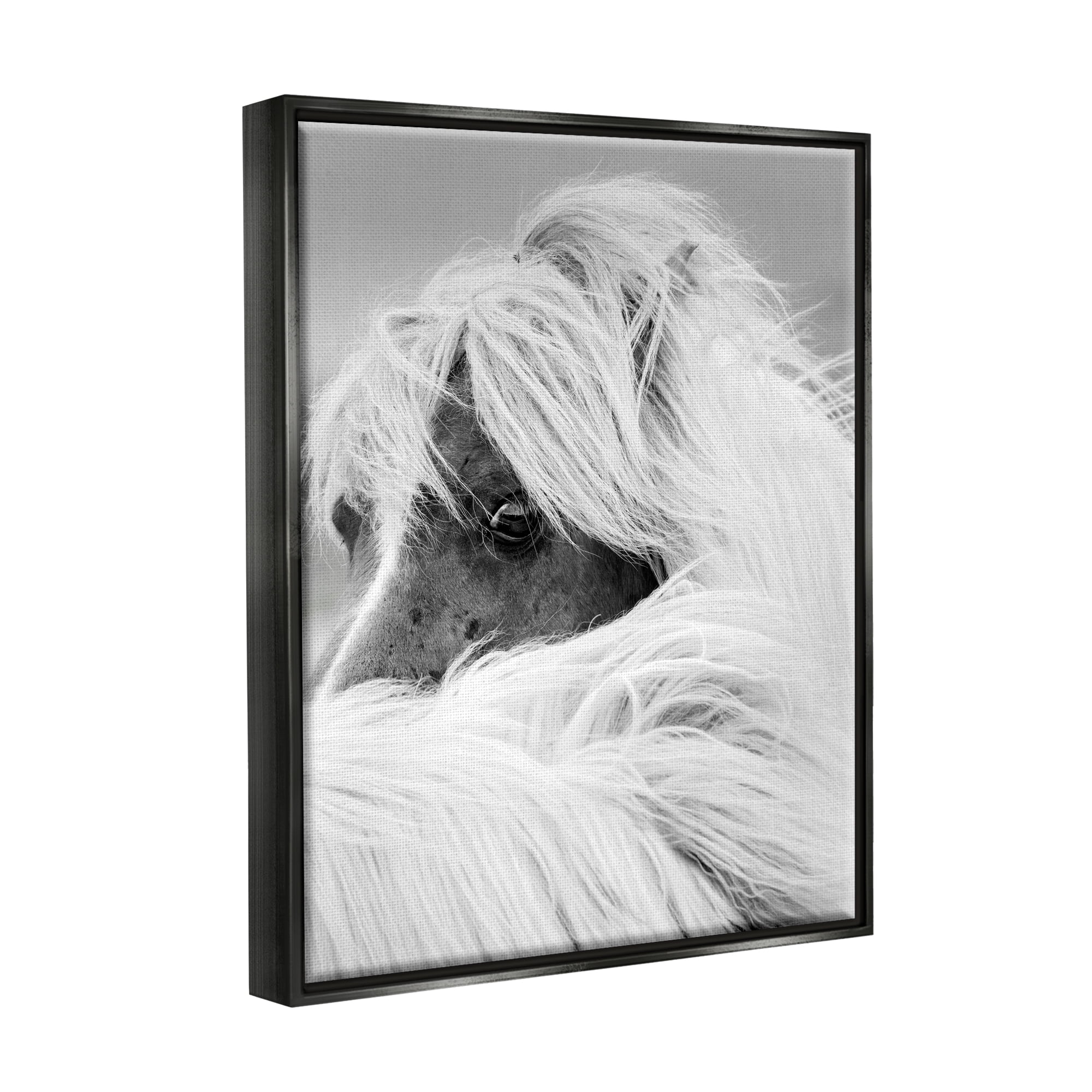 Stupell Industries Peering Horse Eyes Animals & Insects Photography Black Floater Framed Canvas Art Print Wall Art, 25 x 31