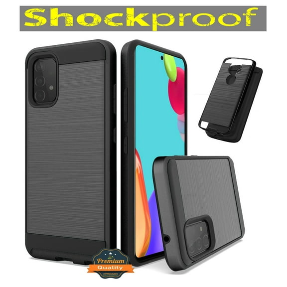 Phone Case for Samsung Galaxy S22 Hybrid Rugged Brushed Metallic Design [TPU   Hard PC] Dual Layer Shockproof Armor Impact Slim Cover for Galaxy S22 - Black