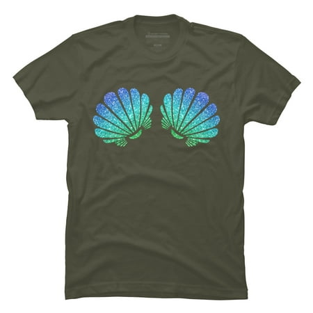 

Funny mermaid sea shell bra halloween costume gift Mens Military Green Graphic Tee - Design By Humans S