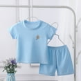 thumbnail image 3 of Penkiiy Toddler Baby Girl Summer Solid Short Sleeves T-Shirt Tops + Shorts Cute Outfits Set Light Blue for 6-9 Months, 3 of 3