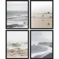thumbnail image 3 of PixonSign Framed Wall Art, White Minimal Ocean Beach Seashore Coastals Posters, Set of 4 Sea Wave Landscape Prints Wall Decor, Nature Seaside Wall Décor for Living Room, Bedroom - 11"x14" Black, 3 of 5