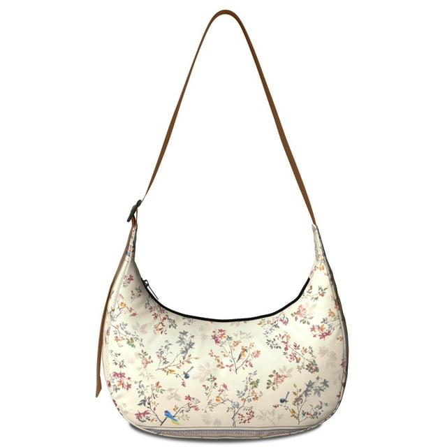 Small Crossbody Purse featuring Romantic Rose and Peony Pattern Adjustable Strap Lightweight Nylon Vintage Aesthetic Suitable for Daily Use