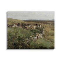 Cliff Cottages Rural Landscape Landscape Painting Gallery Wrapped Canvas Print Wall Art