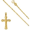 thumbnail image 3 of 14k Yellow Gold Cross Religious Pendant Charm Singapore Necklace Chain Set (18), 3 of 5