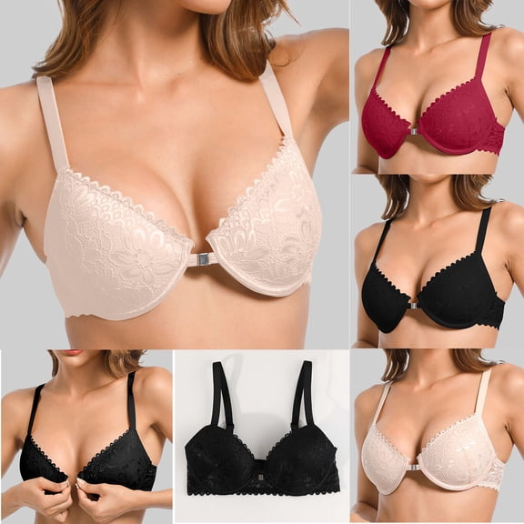 Ahuyic Womens Bra,Summer Plus Size Bra,Ladies Traceless Comfortable No Steel Ring Breathable Gathering Bra Womens Underwear,Red,S