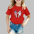 thumbnail image 2 of Tfken Summer Girls Tshirts Bowknot Print Short Sleeve Crew Neck Tops For Independence Day Trendy Casual Kids Comfortable Shirts Red Size 7-8 Years, 2 of 4
