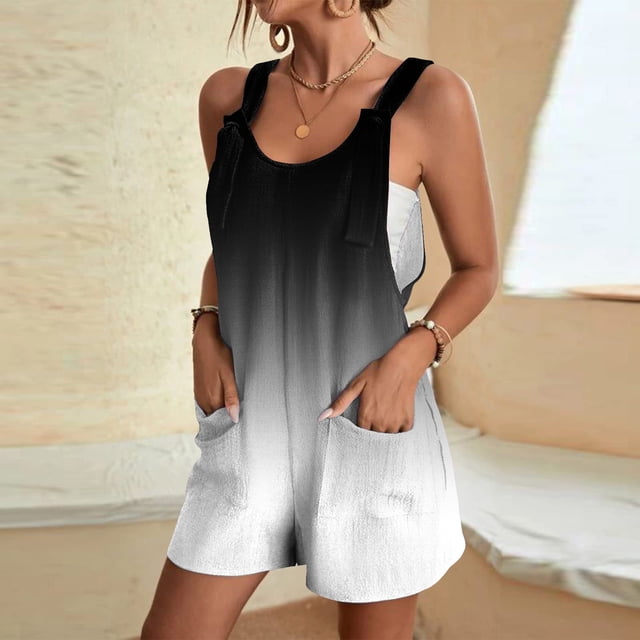 MKLEKYY Mono Corto de Verano para Mujer, Informal, A La Moda, con Estampado y Bolsillos